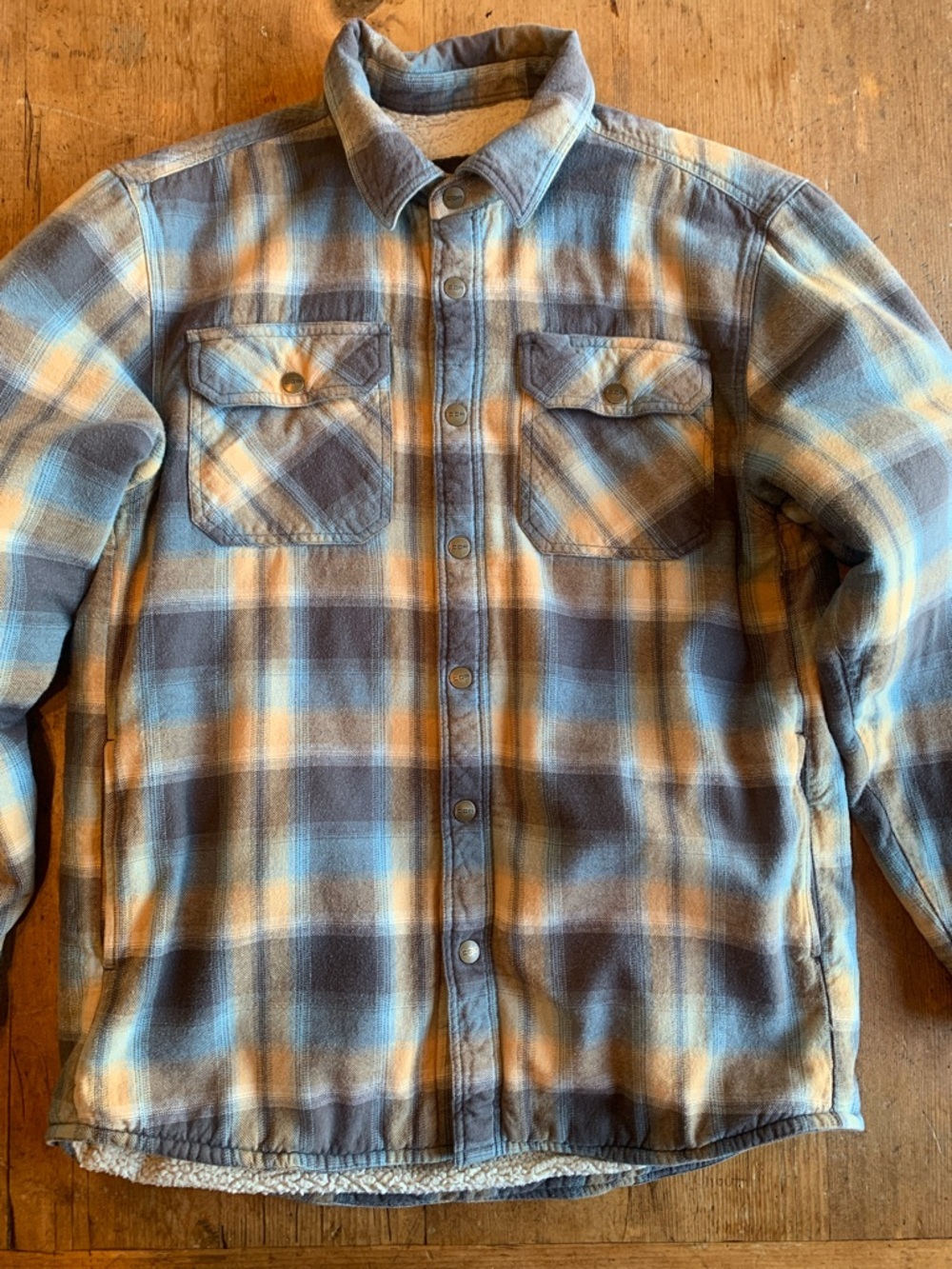 CQR Men's Plaid Sherpa-Lined Flannel Jacket - Blue & Tan